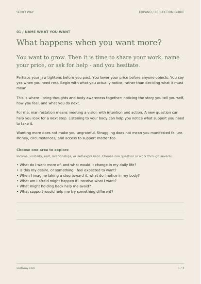 First page of the EXPAND reflection guide